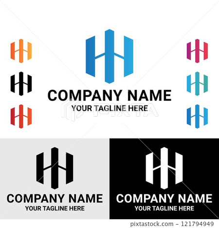 Abstract initial HH letter monogram logo design 121794949