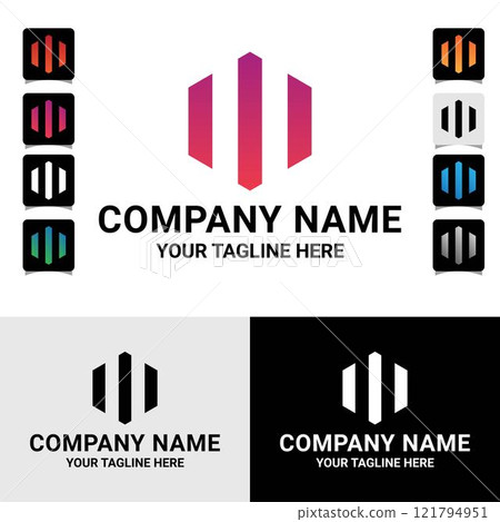 Abstract w, m letter geometric polygonal shape technology gradient color logo design Abstract w, m letter geometric polygonal shape technology gradient color logo design 121794951