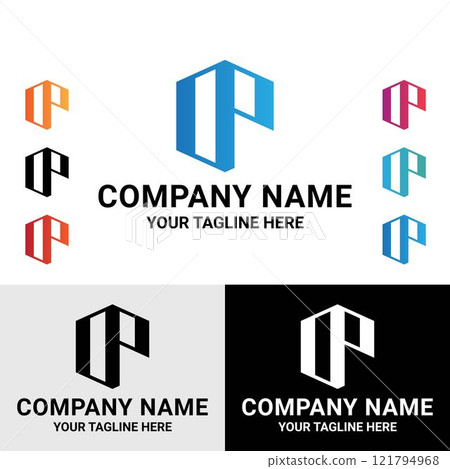 Abstract initial DP, OP letter monogram logo design 121794968