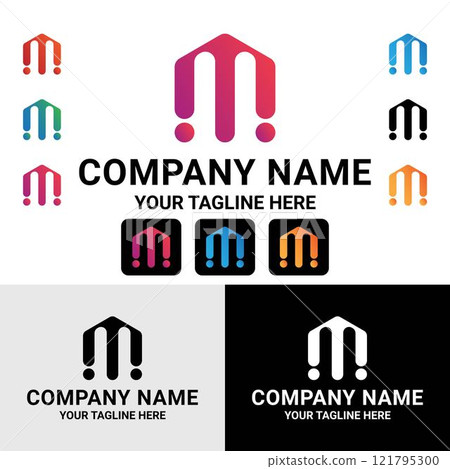Abstract m letter geometric shape technology gradient color logo design Abstract m letter geometric shape technology gradient color logo design 121795300
