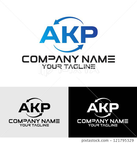 AKP letter initial typography logo. Import and trade business logo AKP letter initial typography logo. Import and trade business logo 121795329