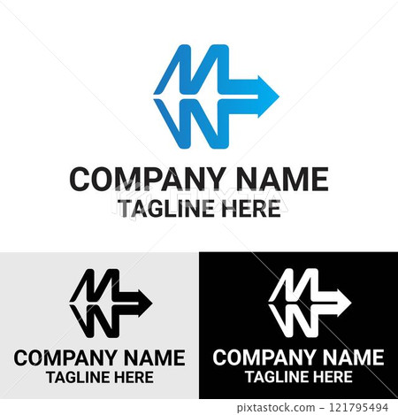 Initial MW letter typography vector logo design template 121795494