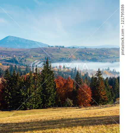 Autumn Carpathian village, Ukraine. Autumn Carpathian village, Ukraine. 121795886