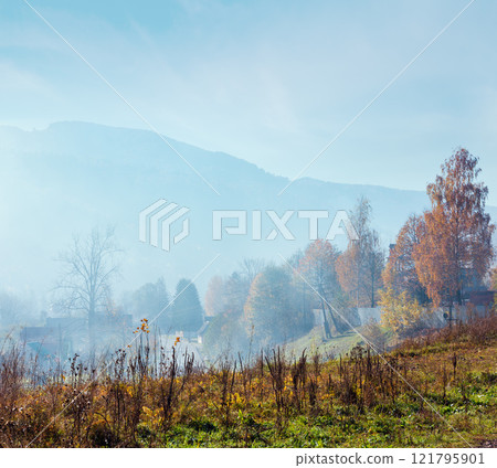 Morning autumn Carpathian mountains, Ukraine 121795901