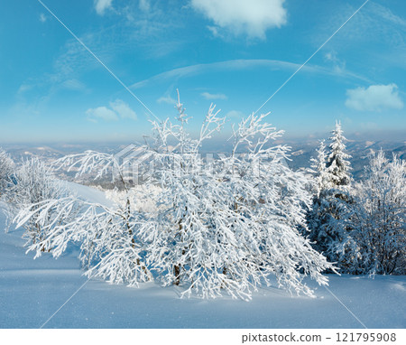 Winter mountain snowy landscape Winter mountain snowy landscape 121795908