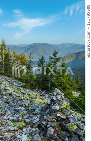 Summer Carpathian mountains evening view. Stony Gorgany massif, Ukraine. Summer Carpathian mountains evening view. Stony Gorgany massif, Ukraine. 121795989