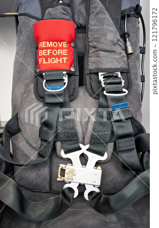 Seat of pilot aircraft at exhibition Seat of pilot aircraft at exhibition 121796172