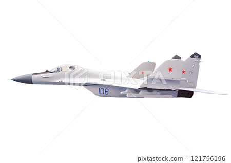 Russian military fighter isolated on white 121796196