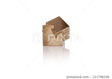 Pyrite isolated single shiny mineral stone, fool's gold, cubic gems, on white and transparent background 121796280