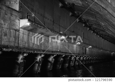 Empty concrete tunnel interior Empty concrete tunnel interior 121796590