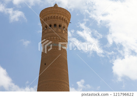 Kalyan Minaret on a sunny summer day, close-up photo 121796622