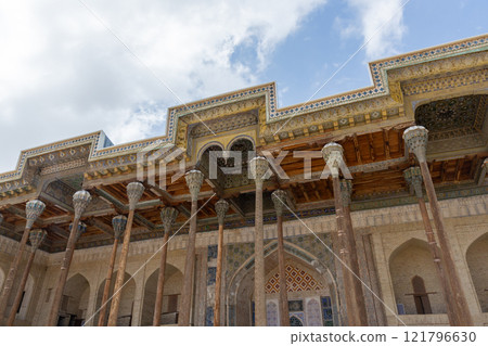 Bolo Haouz Mosque exterior details, historical mosque in Bukhara 121796630