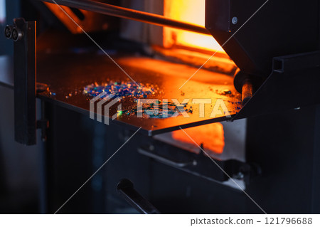 An open furnace at glass-blowing studio An open furnace at glass-blowing studio 121796688