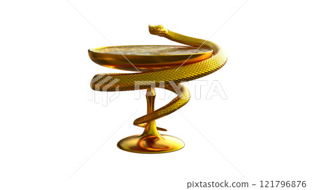 Symbol of medicine snake and bowl of Hygeia on transparent background. 121796876