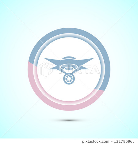 Drone icon design illustration. Drone Quadro copter logo sign symbol, Button design 121796963