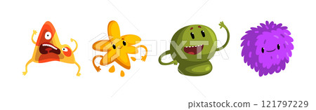 Freaky Monster Character with Funny Face Vector Set 121797229