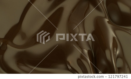 Freeze Motion of Whirling Melted Chocolate , Close-up 121797241