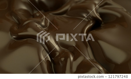Freeze Motion of Whirling Melted Chocolate , Close-up 121797248