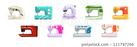 Sewing Machine for Tailor Craft and Workshop Vector Set Sewing Machine for Tailor Craft and Workshop Vector Set 121797266