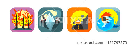 Natural Disasters and Catastrophe with Extreme Weather Condition Vector Set Natural Disasters and Catastrophe with Extreme Weather Condition Vector Set 121797273