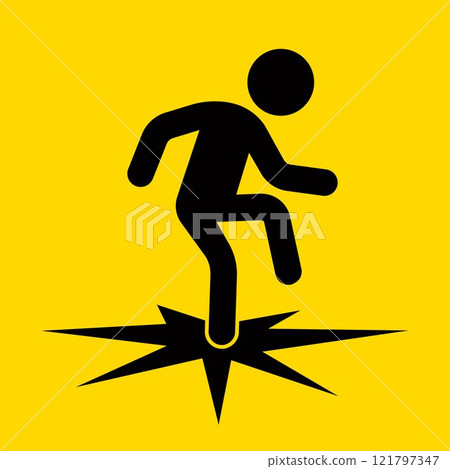man falls through ice black icon. 121797347