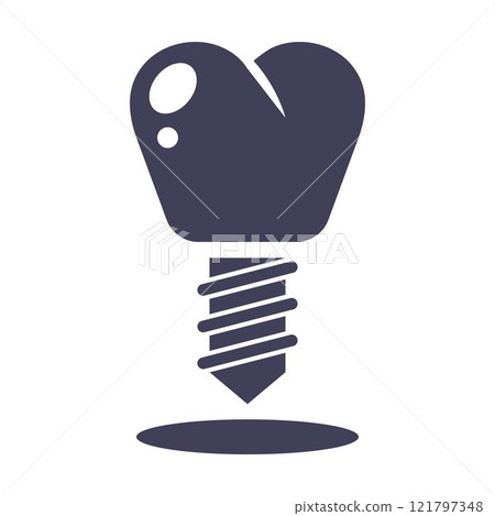 black icon dental implant. 121797348