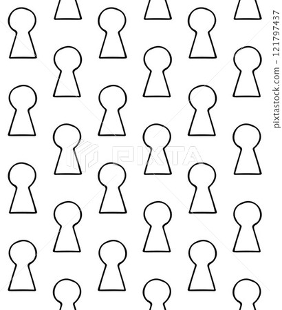 Vector seamless pattern of hand drawn key hole 121797437