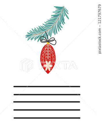 Simple Christmas and New Year card with holiday symbols and space for inscription 121797679