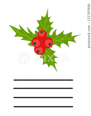 Simple Christmas and New Year card with holiday symbols and space for inscription 121797689