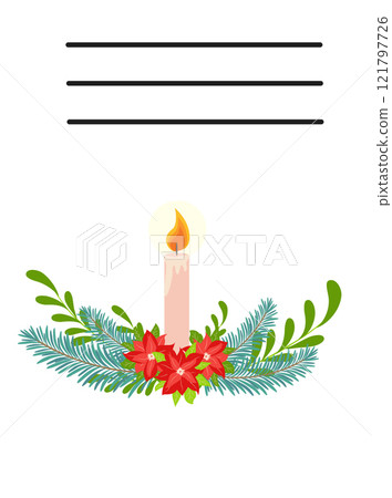 Simple Christmas and New Year card with holiday symbols and space for inscription 121797726