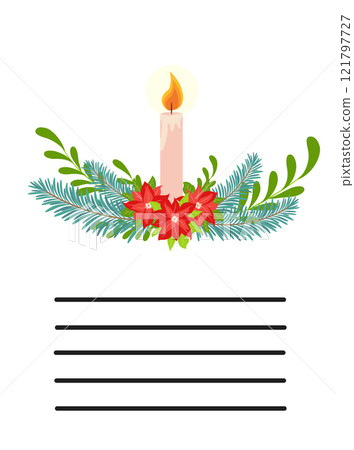 Simple Christmas and New Year card with holiday symbols and space for inscription 121797727