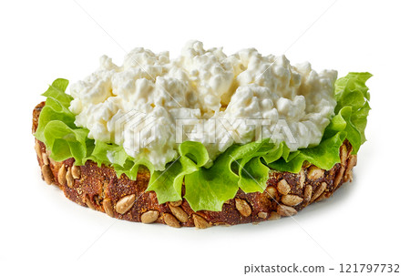 bread slice with cottage cheese bread slice with cottage cheese 121797732