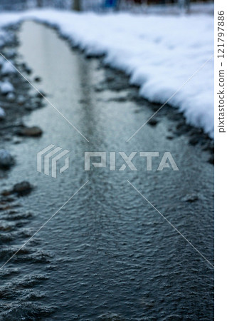 結冰的車轍農場道路 結冰的車轍農場道路 121797886