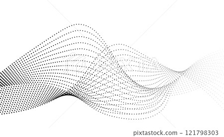 Wave pattern of many dots. Pop art style. Plain wavy background or wallpaper. 121798303