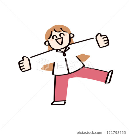 Illustration of a child rejoicing with his hands outstretched 121798333