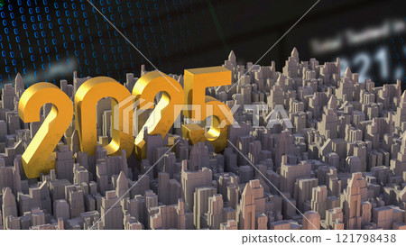 The 2025 number and city for Business concept 3d rendering. 121798438