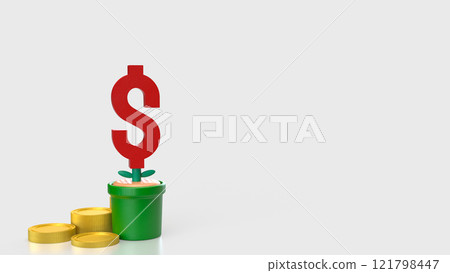 The Red Dollar symbol in Plant for Business concept 3d rendering. 121798447