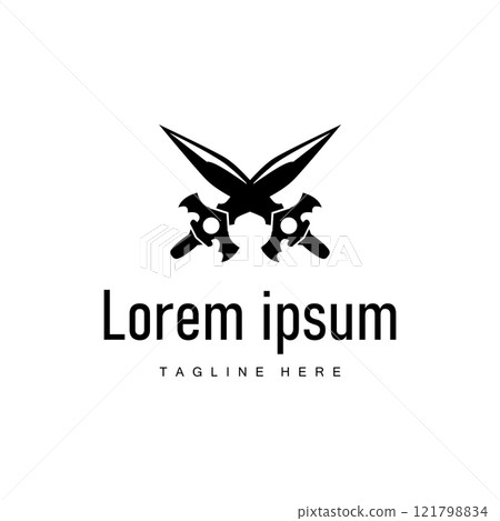 Black silhouette design simple logo sword illustration sword warrior knight template vintage retro Black silhouette design simple logo sword illustration sword warrior knight template vintage retro 121798834