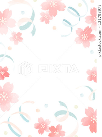 春天的框架設計,櫻花和絲帶 | 柔和的水彩觸感 春天的框架設計,櫻花和絲帶 | 柔和的水彩觸感 121798975