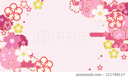 Gorgeous pink and cute cherry blossom Japanese style frame background Gorgeous pink and cute cherry blossom Japanese style frame background 121799117