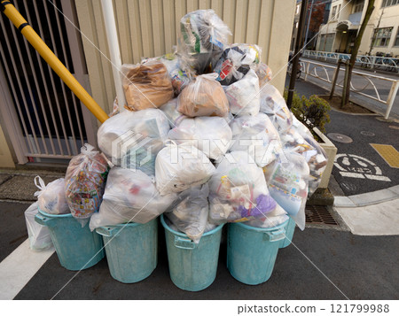 A large amount of household garbage collected at a collection point 121799988