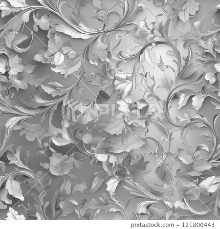 Silver floral seamless pattern 121800443