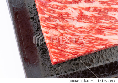Close-up of high-quality wagyu beef thigh block meat Close-up of high-quality wagyu beef thigh block meat 121800465