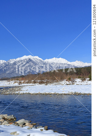 信濃大町山景：冬季北阿爾卑斯立山連峰 121800694