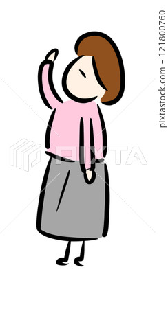 A woman with bob hair looking up A woman with bob hair looking up 121800760