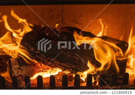 Fireplace fire 121800919
