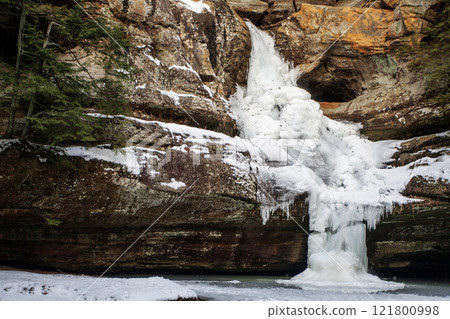Cedar Falls Frozen in Winter, Hocking Hills State Park, Ohio 121800998