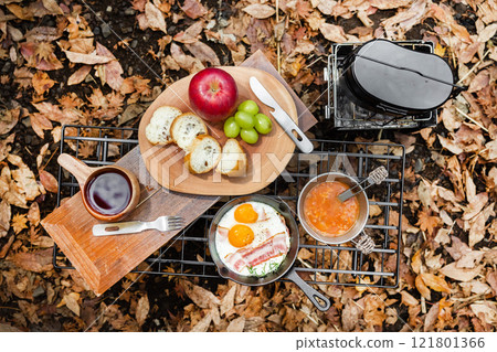 Camping meals Outdoor and camping breakfast set Camping meals Outdoor and camping breakfast set 121801366