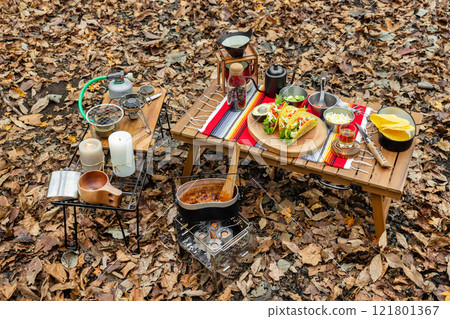Camping meals Outdoor and camping breakfast set Camping meals Outdoor and camping breakfast set 121801367