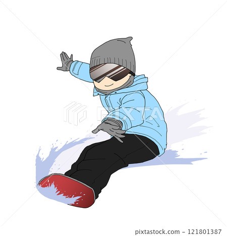 Snowboarding man with snow 121801387